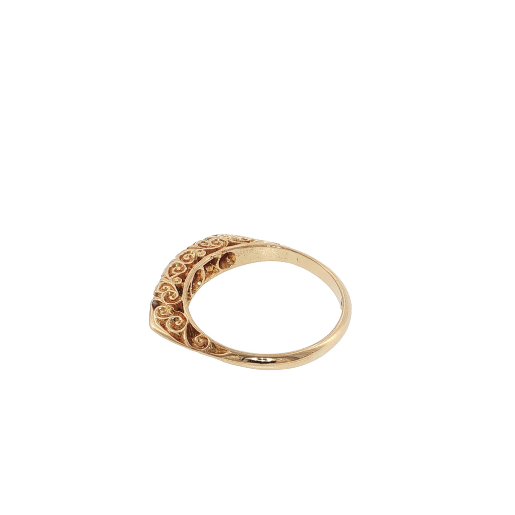 Pre-Loved Antique 18ct Gold & Diamond Five-Stone Boat Ring -. 33ct