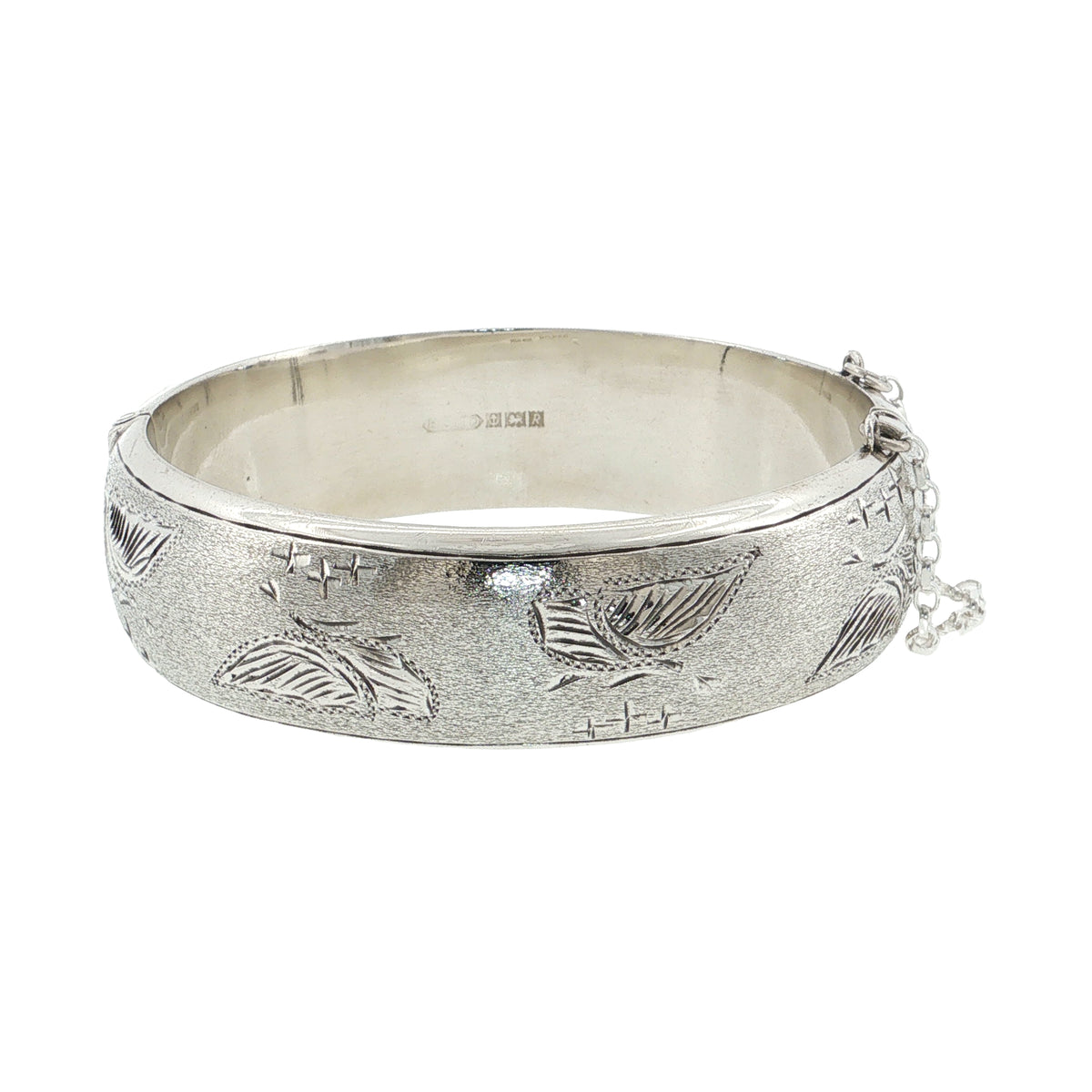 Vintage Sterling Silver Engraved Bangle – Birmingham 1966 – H.S Ltd