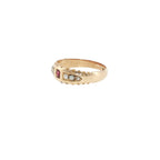 Antique Victorian 18ct Gold Ruby & Seed Pearl Ring