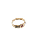 Antique Victorian 18ct Gold Ruby & Seed Pearl Ring