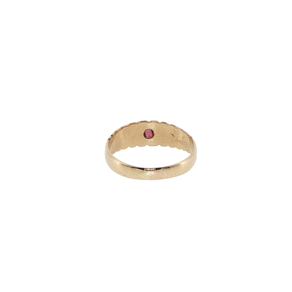 Antique Victorian 18ct Gold Ruby & Seed Pearl Ring
