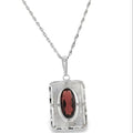 Sterling Silver Red Stone Art Deco Style Pendant Necklace – 18 Inches