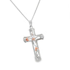 Clogau Sterling Silver and 9ct Rose Gold Tree of Life Cross Pendant
